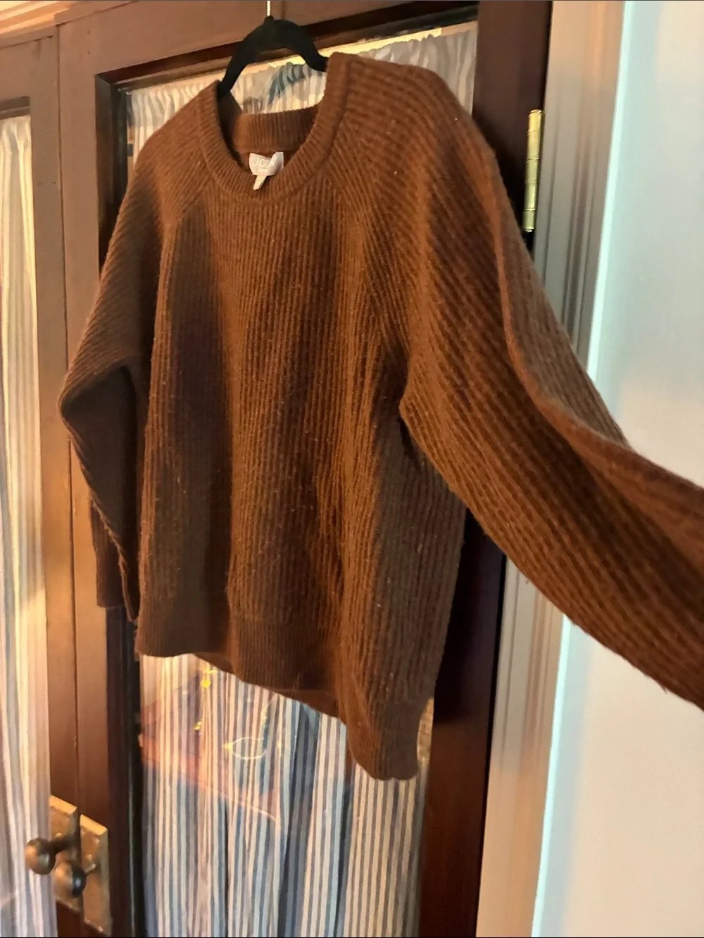 J. Crew Brown Ribbed Cashmere Crewneck Sweater